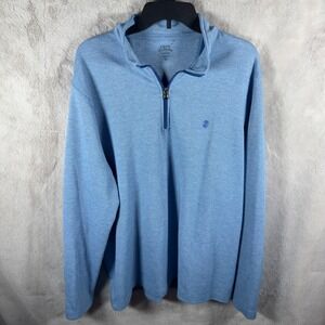 Izod Saltwater Quarter Zip Pullover Men's XL Blue Long Sleeve Casual Shirt
